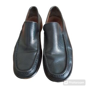 Made in italy BOEMOS men's black leather loafer shoes Size 41